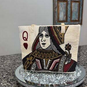 Queen of Hearts handmade Beaded Tote Bag